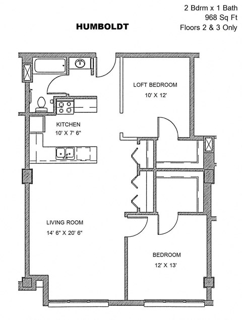 Residences at Capitol Heights Apartment Homes in Denver, Colorado Humboldt Floor Plan